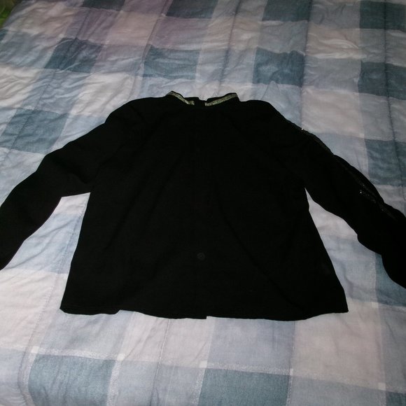 Bundle 3 for $15 - Black Sheer Blouse with Silver Sparkles - Picture 4 of 4